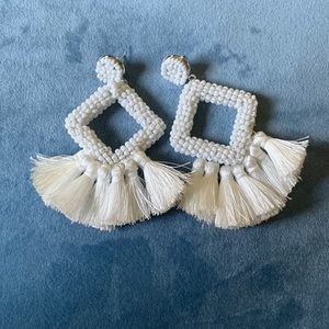 White seed bead earrings